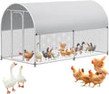 Large Metal Chicken Coop, Walk-in Chicken Run for Yard with Waterproof UV Cover, Rounded-Top Poultry Cage for Quails, Ducks, Geese and Rabbits, 9.8 x 6.6 x 6.8 ft