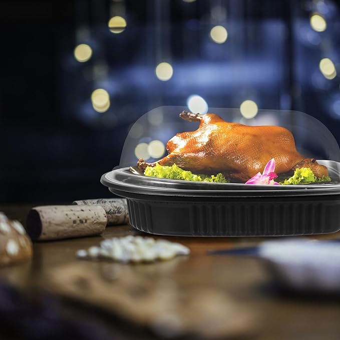10PCS Rotisserie Chicken Roaster Container with Lids - Plastic Disposable Take out Containers Carrier with Clear Dome Lid