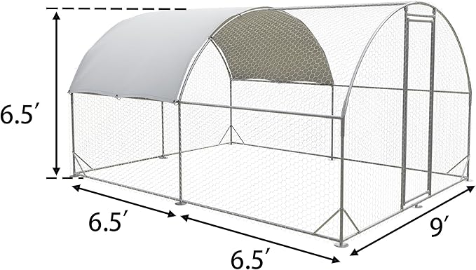 Large Metal Chicken Coop,Outdoor Chicken Coop Run Chicken Shelter with Water-Resident and Anti-UV Cover,Dome Roof Walk-in Poultry Cage Duck Rabbit House for Outside,Backyard and Farm,9'x13'x6.5'