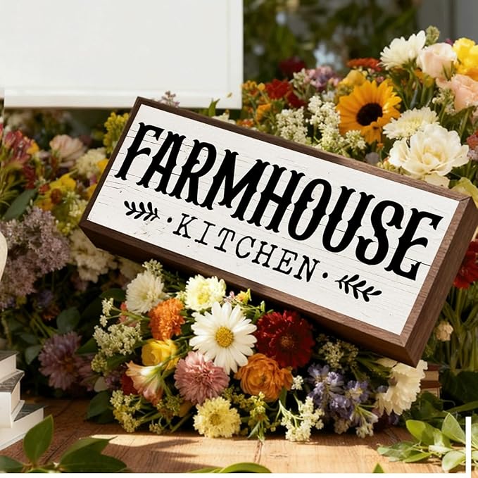 Farmhouse Kitchen Sign, Decorative Wooden Wall Plaque, Farm Decor, Country Style Home Decor, Funny Kitchen Signs, Modern Wall Decors Art, Housewarming Gift 9.5x3.1x1 inches