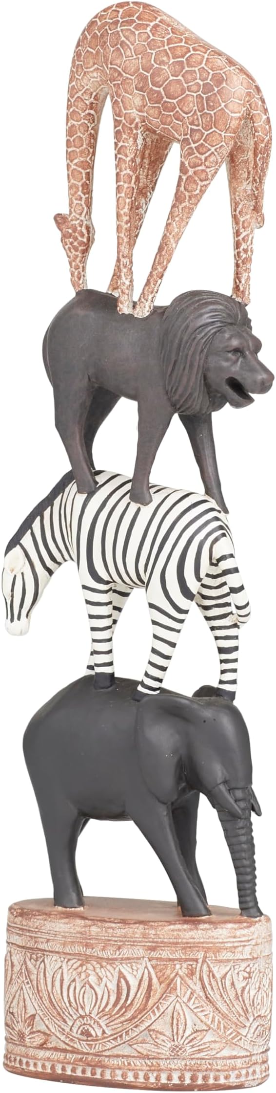 Deco 79 Polystone Safari Animals Decorative Sculpture Home Decor Statue, Accent Figurine 4" x 3" x 16", Multi Colored