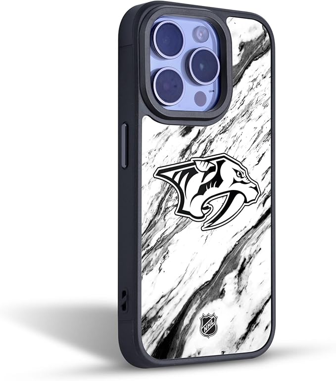 Head Case Designs Officially Licensed NHL Marble Nashville Predators Gel Armor Case [Military Grade Drop Protection] Compatible with Apple iPhone 15