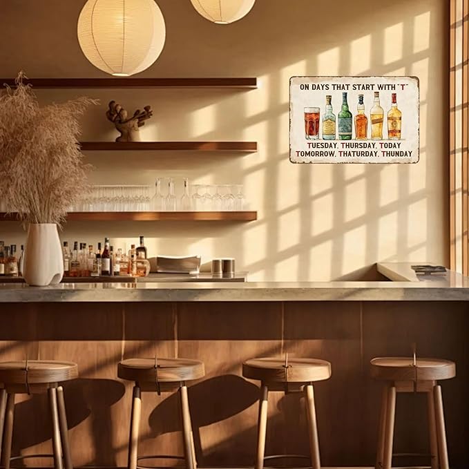 Vintage Metal Sign On Days That Start With With T Tin Sign Funny Walll Decor for Bar Kitchen Pubs Cafe Home Garage 12×8 Inch