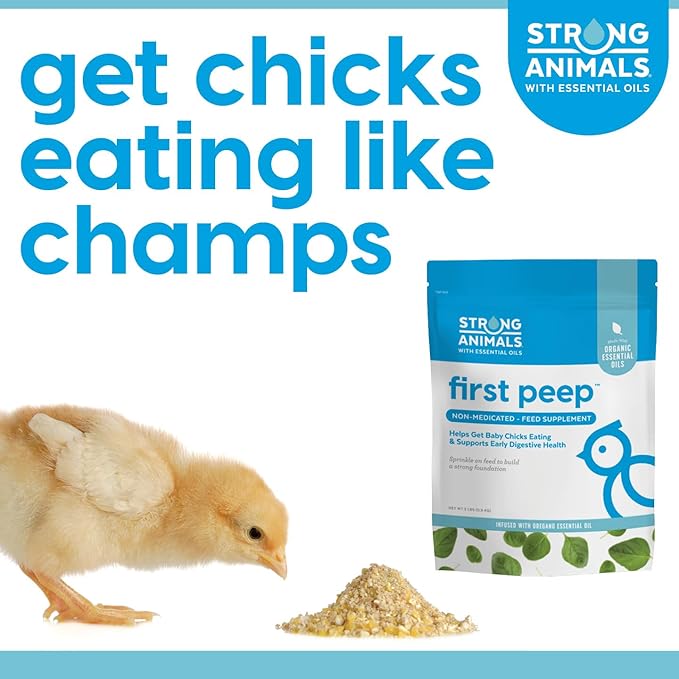 First Peep – Natural Feed Supplement for Building Early Digestive Health in Baby Chicks; Contains Organic Oregano Essential Oil, Kelp and Prebiotics (2 lb. Pouch)