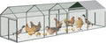 Large Metal Chicken Coop with Waterproof Cover – 120"/160" l x 40" w Chicken Runs for Yard with Cover, Compartments & Doors, Outdoor Chicken Run for Rabbit, Duck, Goose, Backyard Yard (Silver/Black)