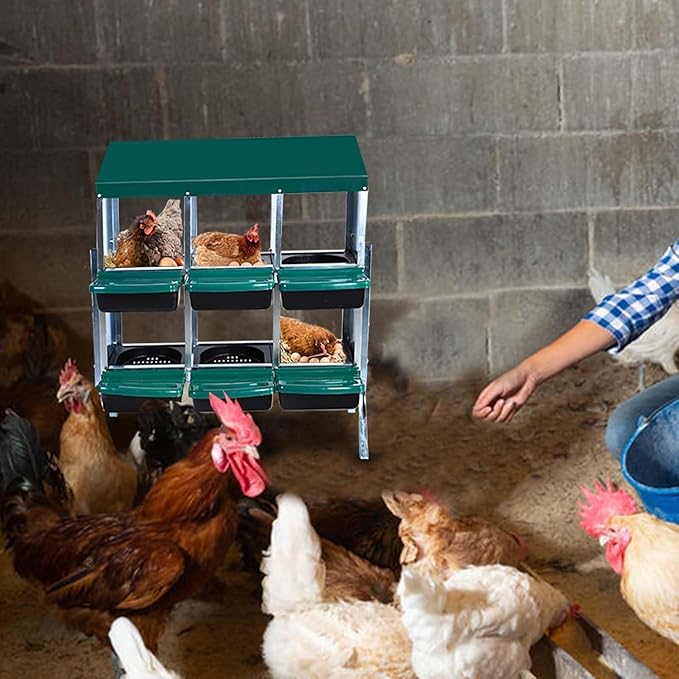 Nesting Boxes for Chickens - 6-Hole Chicken Nesting Boxes for Laying Eggs,Chicken Nesting Box with Lockable Lid - Secure Egg Laying Box for Farm & Backyard - Easy Egg Collection & Protection