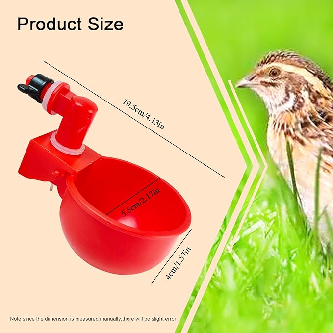Automatic Waterer System Chick Drinker Cups 1L Hanging Automatic Fill Poultry Watering Cup Used for Cages (2)