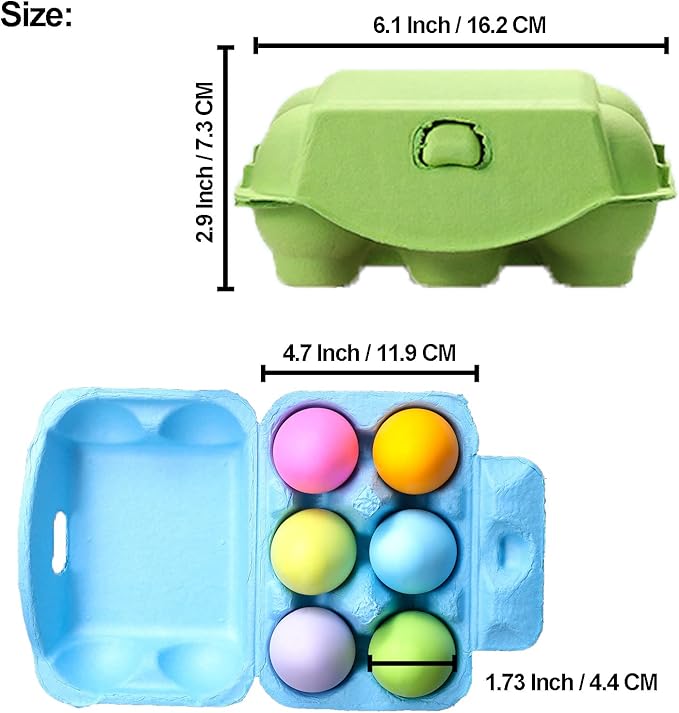 Half Dozen Egg Cartons 30 Pack, Colorful Blank Natural Pulp Egg Holder 6 Count for Chicken Eggs Reusable, Easter Color Storage Box for Holds Up to Six Container Basket Cardboard Paper, 30 Labels