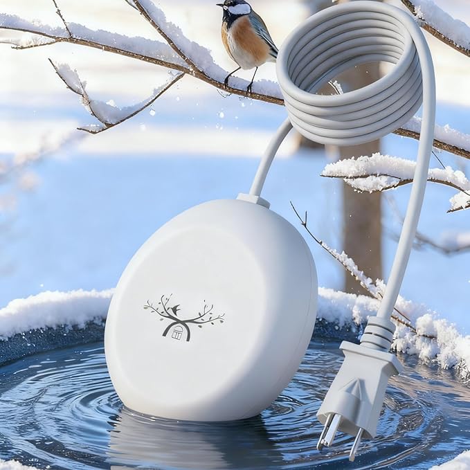Bird Bath Heater for Outdoors in Winter, 80w Birdbath Heaters for Outdoor Bird Bath Deicer with Thermostatically Control, Heated Bird Bath Water Heater for Bird Chicken Livestock, With 10ft Cord