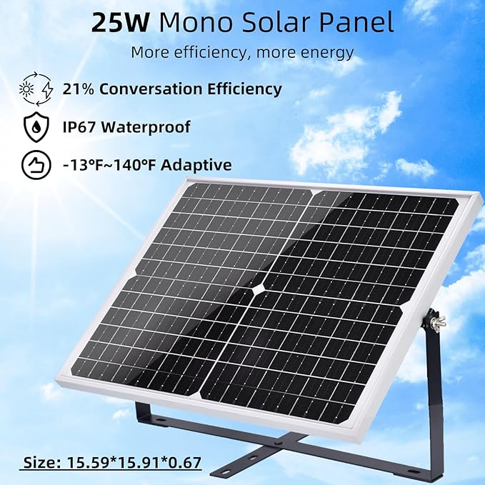 25W Solar Powered Exhaust Fan Kit with 12000mAh Lithium Battery Ideal for Chicken Coops Greenhouses Attics and Sheds 2600RPM 10ft Cord IP67 Waterproof Black