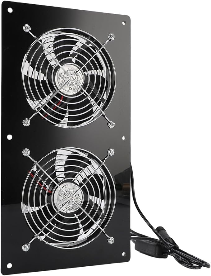 Solar Powered Dual Fan Ventilator for Chicken Coop Greenhouse, Water Proof Solar Exhaust Fan Kit for Pet House, 15W Panel Powered Shed IP67 Small Chicken Coop