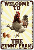 Funny Chicken Signs Welcome To Our Coop Chicken The Funny Farm Aluminium Sign Metal Chicken Signs Decor Home Ktichen Farm Are Wall 12x8 Inch Vintage Chicken Signs For Coop Metal Tin Poster
