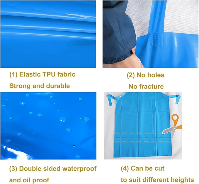 ELEBOX Waterproof Oil Proof Bib Apron Utility Apron Chemical Resistant Apron with Sleeve Work Apron Ultra Lightweight