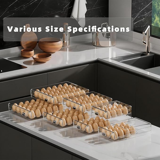 HIYOHIYO Clear 40 Egg Holder for Fridge, High Capacity Egg Storage for Refrigerator, Large Egg Container for Refrigerator, Stackable Eggs Storage Trays for Countertop (2 Layer, 9.8"x 8.5"x 5.5")