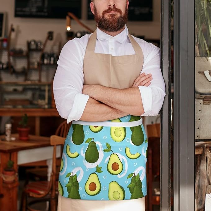 Server Apron with 3 Pockets Waist Waiter Waitress Half Apron Short Aprons