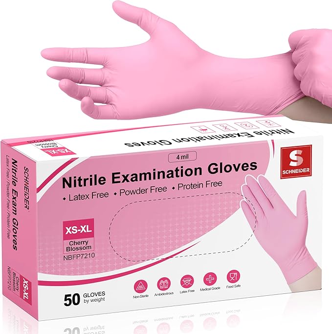 Schneider Nitrile Exam Gloves, 4-mil Medical Gloves Disposable Latex Free, Powder Free, Food Safe Glove for Examination