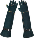 Animal Handling Gloves - 23.6 inch Bite Proof Gloves, Anti Scratch Cowhide Leather for Cat Grooming, Snake Animal Handling