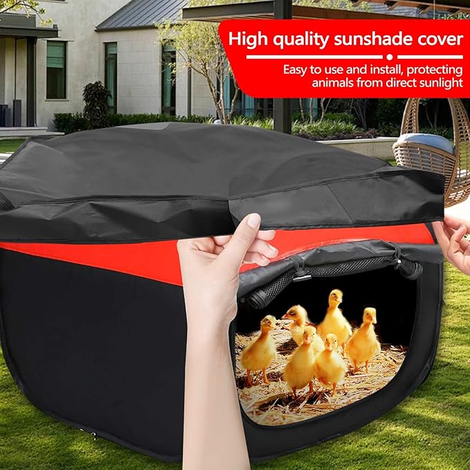 Double Door Brooder Box for Chicks, Breathable Pop up Chicken Brooder, Foldable Large Chick Starter Kit, 45.1" x 19.9" Brooding Playpen/Tent Holds Up to 20 Duck Quail Gosling