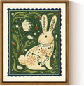 InSimSea Framed Canvas Wall Art for Living Room,Vintage Easter Bunny Decor Room Aesthetic,Neutral Rabbit Painting Picture Easter Decoration,Annimal Painting Pictures for Bedroom Kids Room- 8L x 10W