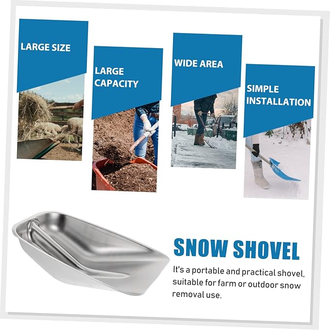 Stainless Steel Snow Shovel Farm Scoop Shovel Head Outdoor for Grain Feeding