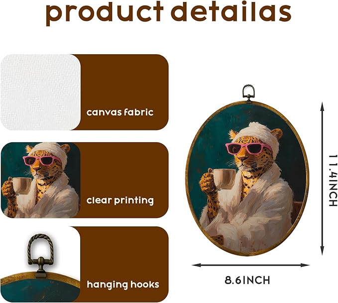 zewepri Maximalist Canvas Wall Art Print, Dopamine Coffee Art Style on High-Density Canvas with Pre-Installed Hook, 8.6 x 11.4 Inch Wall Decor for Bedroom, Living Room, Study, Gift for Art Lovers