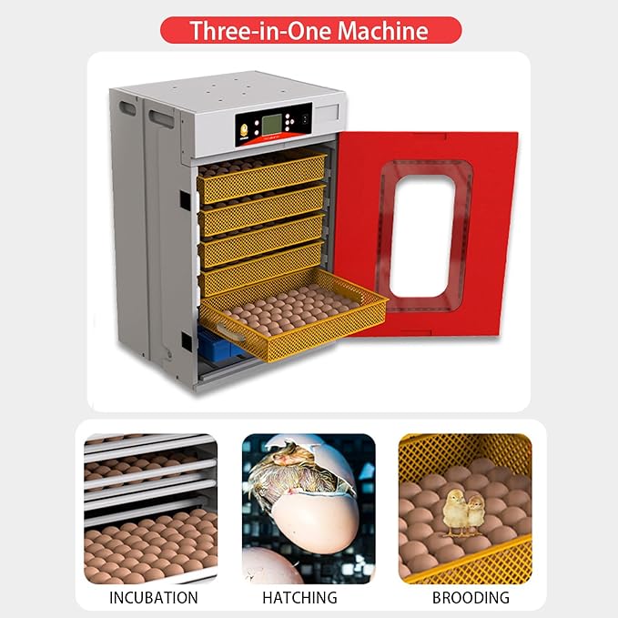 400 Egg Incubator Hatcher Machine for Chicken Duck Poultry, Automatic Egg Turner with Temperature & Humidity Control, 3-in-1 Hatchery with Visual Window, Auto Cooling, Pe Material (110v/220v)
