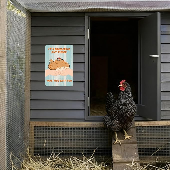 Funny Chicken Gifts For Chicken Lovers Farmhouse Outdoor Decor Hen House Rustic Farmhouse Wall Decor Cute Kitchen Decor For Yard Home 8×12 Metal Sign