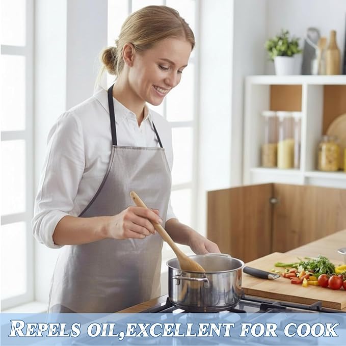 Hercicy 3 Pcs Heavy Duty Thickened Version Waterproof Aprons 47 Inches PVC Vinyl Aprons Transparent Plastic Oil Proof Apron for Dishwashing Cooking Kitchen Cleaning Drawing