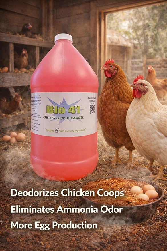 Chicken Coop Deodorizer – All Natural Ingredients for Ammonia Control and Odor Eliminator for Poultry – Works in Coops, Brooders, Next Boxes, Waste Areas, Roosting Area and Bedding – One Gallon