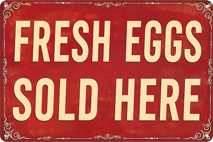 Fresh Eggs Metal Sign Farm Stand Signs Chicken Coop Decor Farmers Market Decorations Fresh Eggs Sold Here Sign Chicken Tin Signs For Outside Farmstand Supplies Farm Outdoor Yard Signs 8x12 Inch