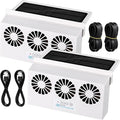 2 Pack Solar Powered Car Exhaust Fan 3 Fans Car Window 4500 RPM Air Vent Radiator Solar Energy Cooling Vent Exhaust for General Types(Rechargeable & Solar 3 Fans,White)