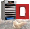 Commercial Digital Egg Incubator, 400-Egg Capacity, 360° Auto-Turning System with Digital Control, Red and Gray Cabinet, Temperature and Humidity Monitoring