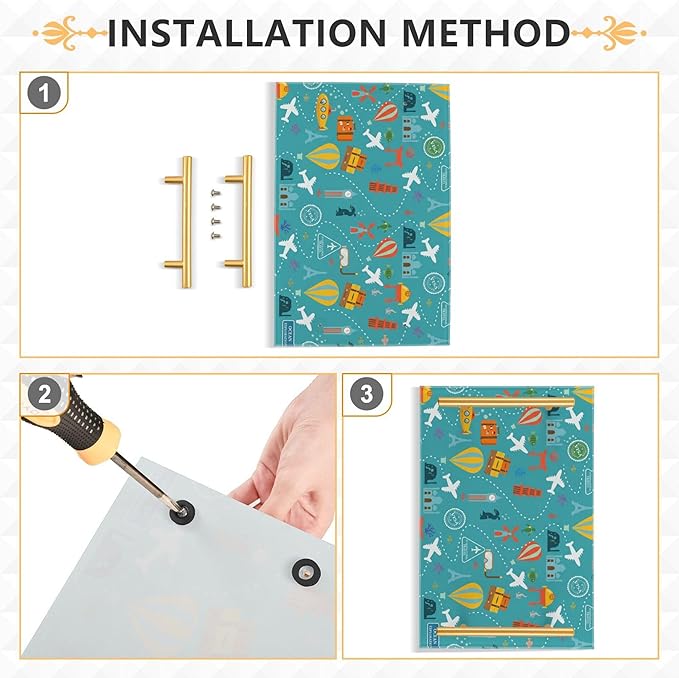 Bathroom Vanity Tray Counter Organizer, Ocean Exploration Travel Pattern Decorative Tray with Handles Countertop Storage for Bathroom Bedroom Kitchen Home Farmhouse