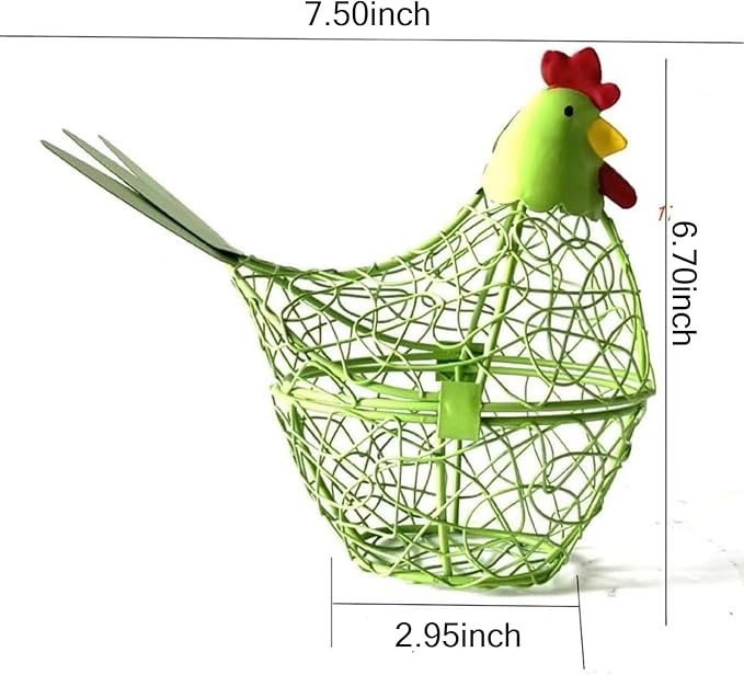 Wire Chicken Egg Basket for Desktop Decorative Ornaments,Egg Holder Chicken Shape Metal Egg Basket for Kids Gathering Fresh Eggs Farmhouse Rooster Wire Basket for Kitchen Countertop Decoration (Pink)