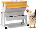 16L Metal Chicken Feeder, Adjustable Poultry Feeder with 5 Ports, Large Capacity Chicken Feeder No Waste for Chickens Ducks Turkeys