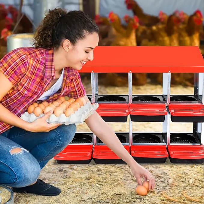 Chicken Nesting Box, 8 Hole 2 Layer Hen Nest Boxes, Roll Away Eggs Laying Boxes,Cleanable Pull Out Hen Roosting Boxes