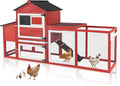 Aivituvin Chicken Coop Expandable Mobile Chicken House for Outdoor with Wheels, Nesting Box, Leakproof Pull-on Tray and UV-Resistant Roof Panel (Red)