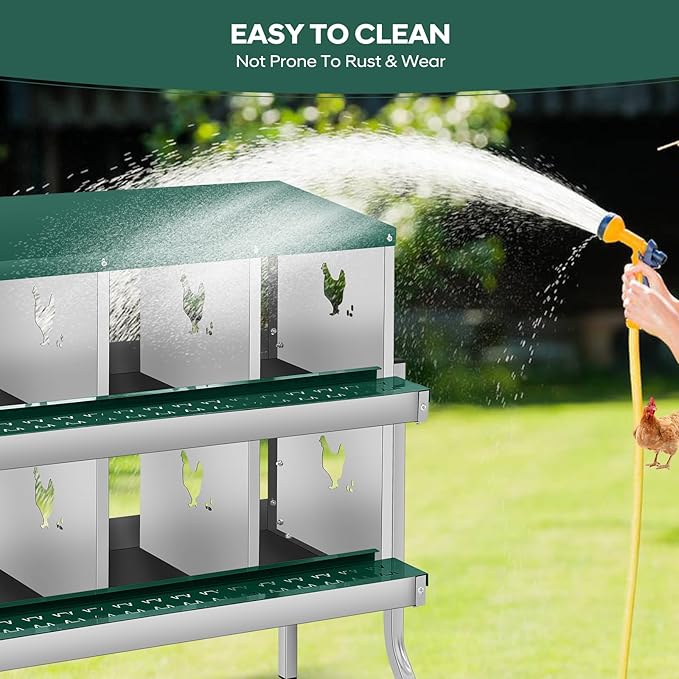 8 Compartment Chicken Nesting Box with Bracket Legs, Nesting Boxes for Chickens, Chicken Laying Boxes to Protect Eggs, Easy to Clean & Install