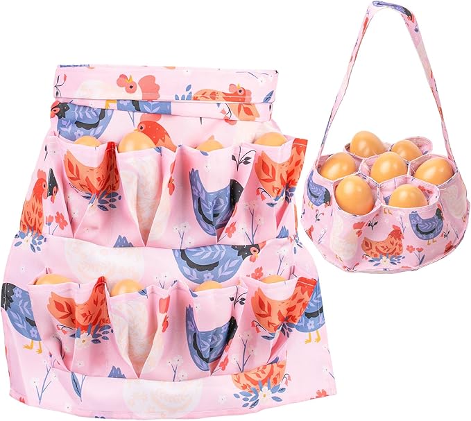 Kids Egg Collecting Apron with Pockets, Chicken Egg Gathering Apron for Kids, Farm Egg Apron for Chicken Coop