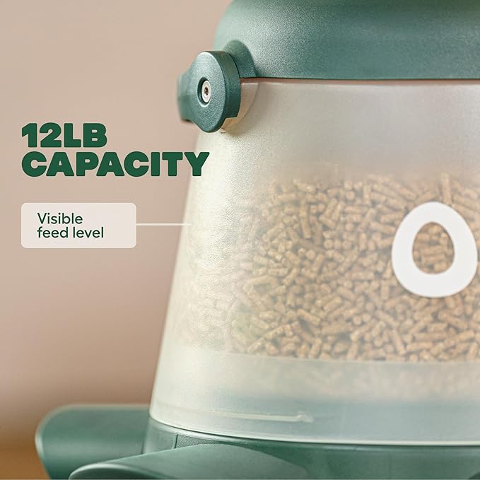 Omlet No Waste Chicken Feeder | No Spill Poultry Feeder | BPA Free 5 Anti-Bully Ports | Easy to Clean | Feeds 6 Hens for 7 Days | 12lb