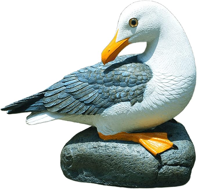 Real Seagull Outdoor Sculpture,Garden Funny Bird Statue,Beach Statue,Resin Animal Seabird Ornaments,Coastal Beach Decor for Outdoor Table Decor for Garden,Terrace,Lawn,Yard