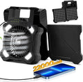 22000mAh Camping Solar Fan, Dual-Panel Rechargeable Solar Powered Fan with LED Light, 5 Adjustable Speeds Battery Powered Portable Fans, USB-C Fans for Travel Tent Home Camping Accessories