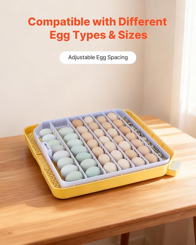 VEVOR 48 Egg Incubator, Automatic Egg Turner with LED Candler, Temperature Display & Auto Humidity Control, 360° View Clear Window, Poultry Eggs Incubator for Hatching Chicks Ducks Goose Quail