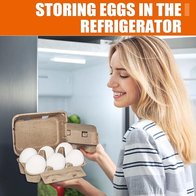 tutata Goose Egg Cartons, 15 Pack, Half Dozen Jumbo Carton, Natural Pulp Goose Egg Boxes, Blank Top