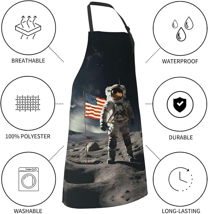 Kitchen Aprons for Men Women Waterproof Apron with 2 Pockets Skis on mountain Apron Adjustable Bib Aprons