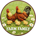 Round Vintage Chicken Metal Sign Farm Family Chicken Coop Sign Home Kitchen Coffee Wall Decor Art Poster 12 Inch