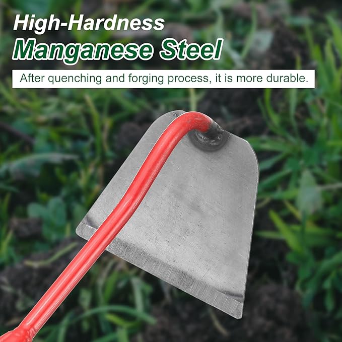 HARFINGTON Garden Hoe 15.75" x 3.5" Steel Hoe Garden Tool Anti-Rust with Non-Slip Handle Edger Weeder Shovel for Backyard Loosening Farm Planting Weeding, Red