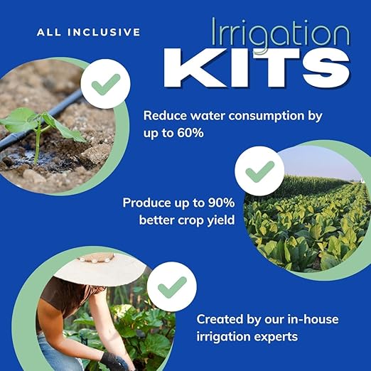 Dripworks Drip Tape Irrigation Kit for Watering Row Crops in Farms - Waters Upto 10 20' Rows | Agricultural Grade Components | Trusted Brand Since 1991