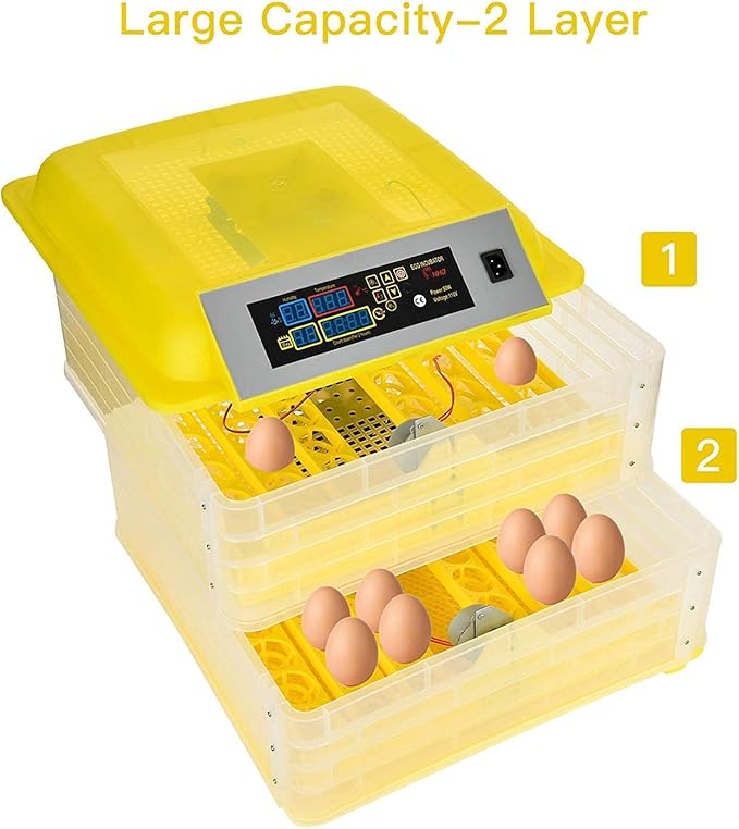 ROVSUN Egg Incubator with Automatic Turner Intelligent Temperature & Humidity Control for for Hatching Eggs Chicken Ducks Goose Birds Hatching Poultry Hatcher W/Three Output Channels (96 Eggs)