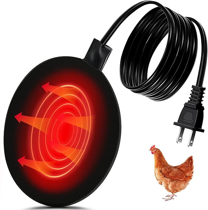 Hortsun Chicken Water Heater for Winter, Poultry Water Heater Base 120v 35w Silicone Heated Pad Chicken Waterer Heated Coop for Metal Bucket Stock Tank with 47.24 Inches Cord(Black)